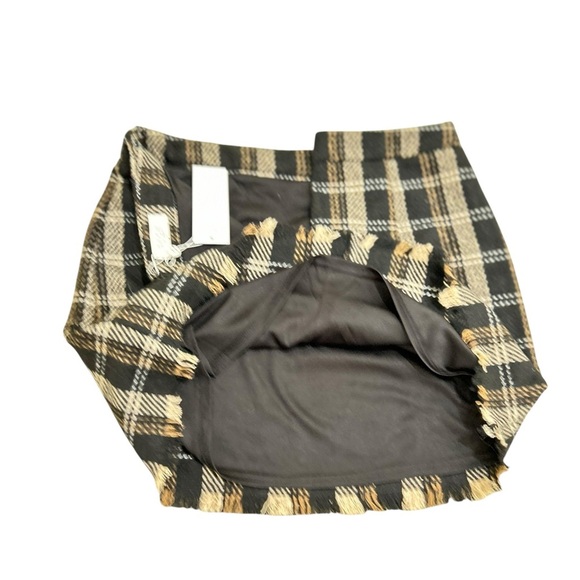 New with tags Sage the Label Black/Cream Plaid wool lined Mini Skirt size medium - Picture 4 of 6